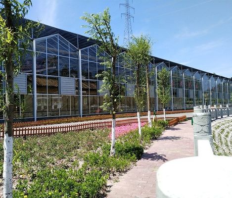 Sistema di ventilazione in serra in vetro con copertura superiore in vetro temperato o in foglio PC