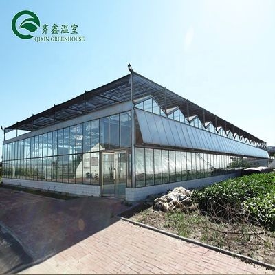 Sistema di ventilazione in serra in vetro con copertura superiore in vetro temperato o in foglio PC