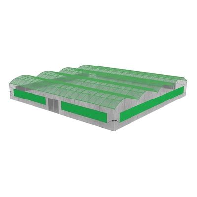 Contenitore per l'agricoltura su larga scala con serre agricole multi-span